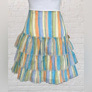 Caribbean Joe Tiered Striped Colorful Skirt Sz 12 NWT Coastal Cowgirl Boho Chic
